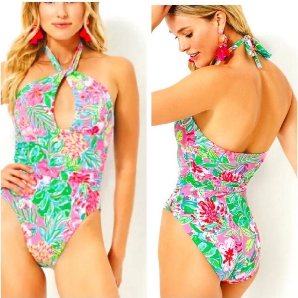 LILLY PULITZER LEDGER HALTER ONE PIECE
MULTI JOURNEY TO THE JUNGLE SWIMSUIT NWT